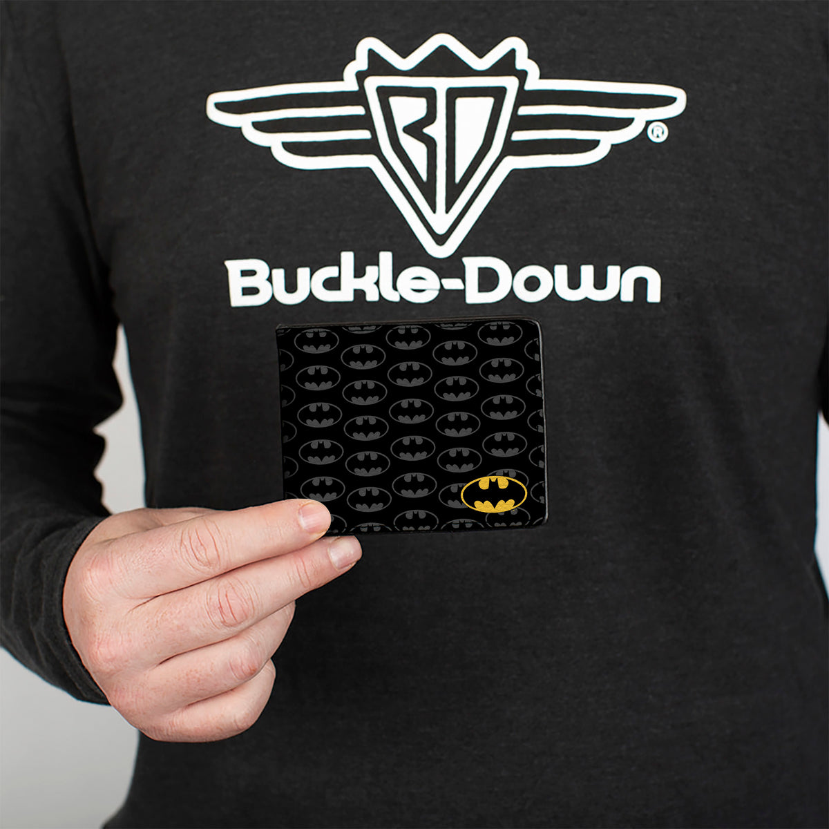 Bi-Fold Wallet - Bat Signal Corner Bat Monogram Black Gray Yellow Bi-Fold Wallets DC Comics