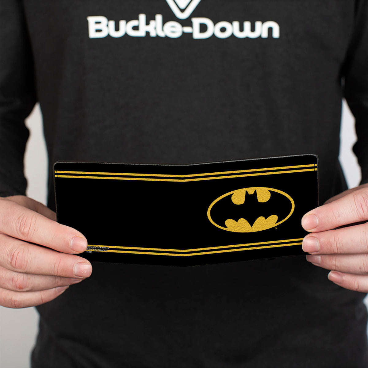 Bi-Fold Wallet - Batman Shield Double-Stripe Black Yellow Bi-Fold Wallets DC Comics