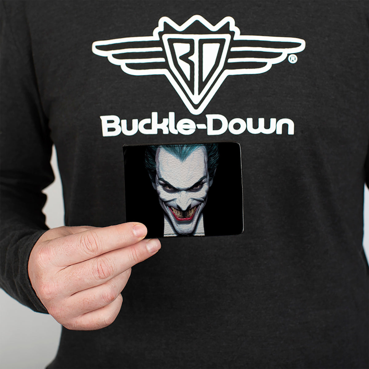 Bi-Fold Wallet - Joker Smiling + Batman Action Mythology Portraits Black Bi-Fold Wallets DC Comics