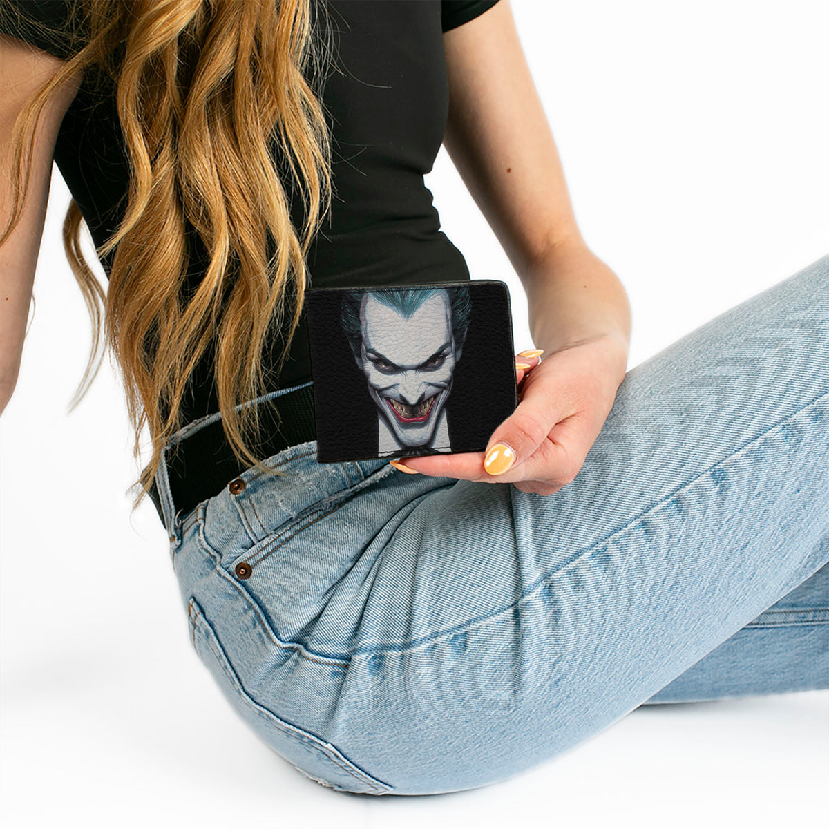 Bi-Fold Wallet - Joker Smiling + Batman Action Mythology Portraits Black Bi-Fold Wallets DC Comics