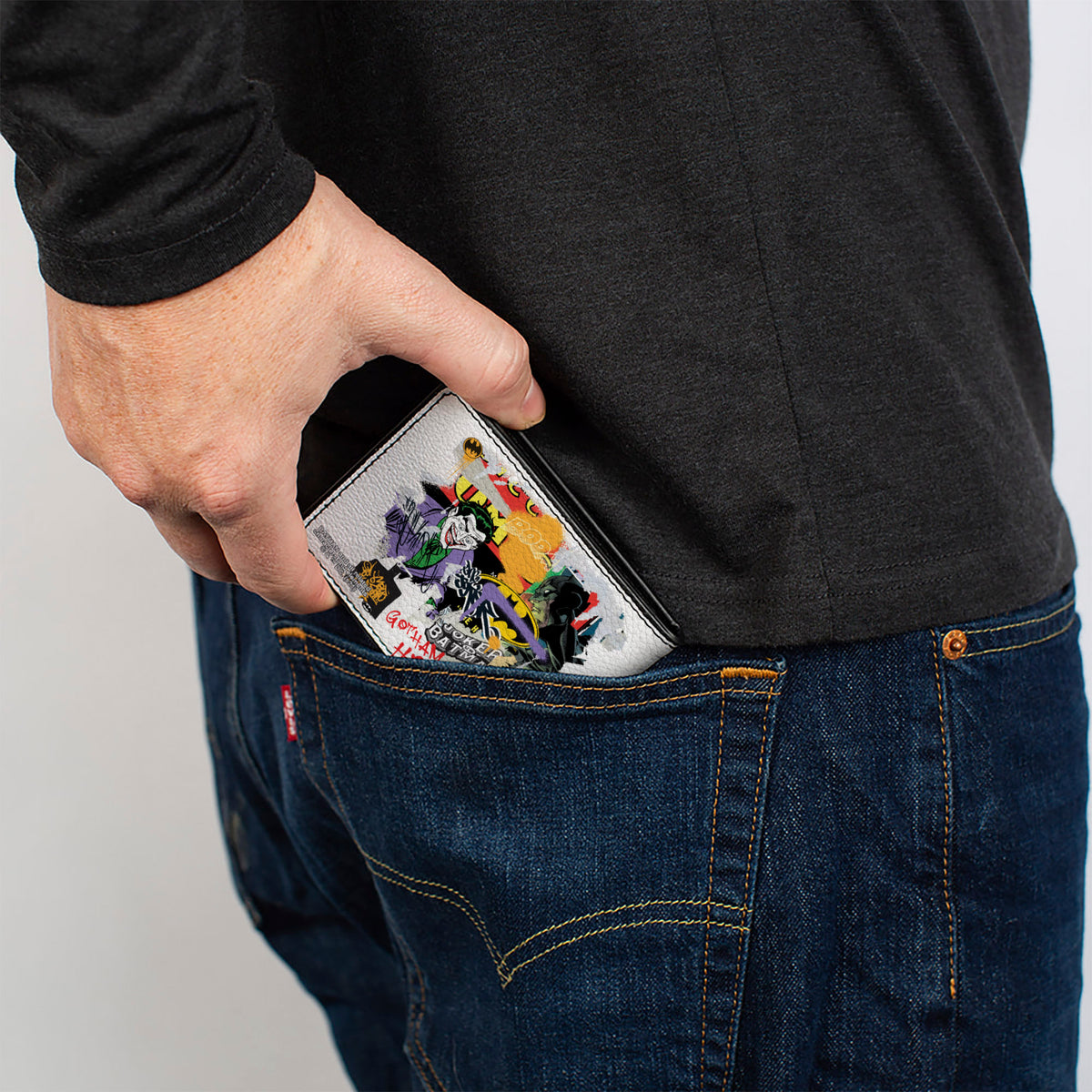 Bi-Fold Wallet - Batman Vs Joker Graffiti Collage White Grays Multi Color Bi-Fold Wallets DC Comics