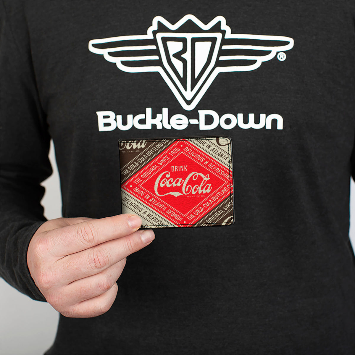 Bi-Fold Wallet - DRINK COCA-COLA DELICIOUS & REFRESHING Blocks Red/Brown/White Bi-Fold Wallets Coca-Cola
