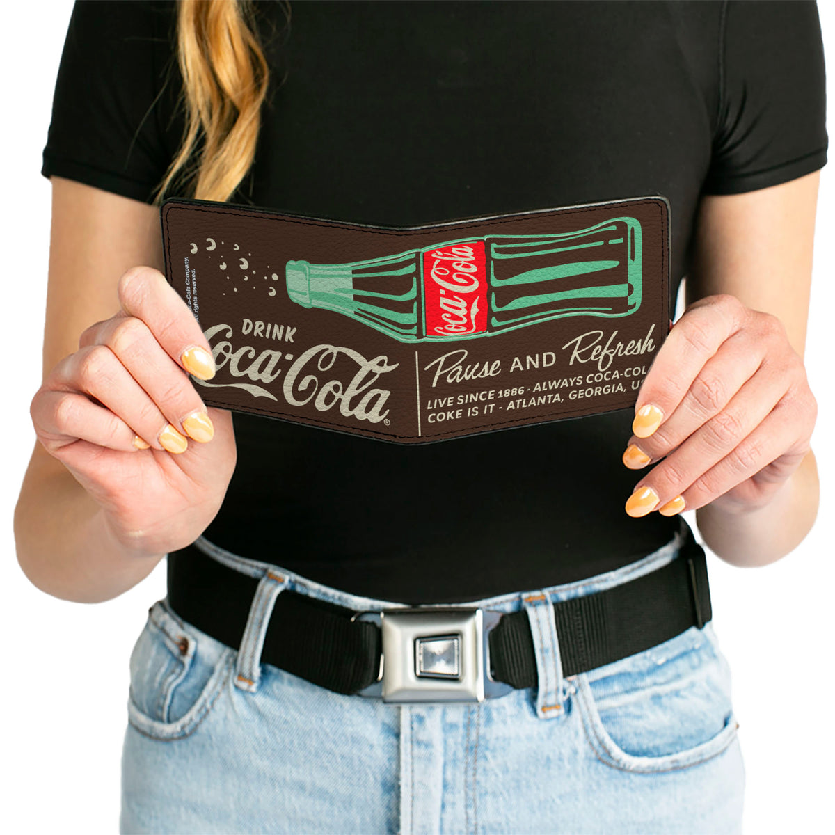 Bi-Fold Wallet - DRINK COCA-COLA PAUSE AND REFRESH Bottle Brown/White Bi-Fold Wallets Coca-Cola