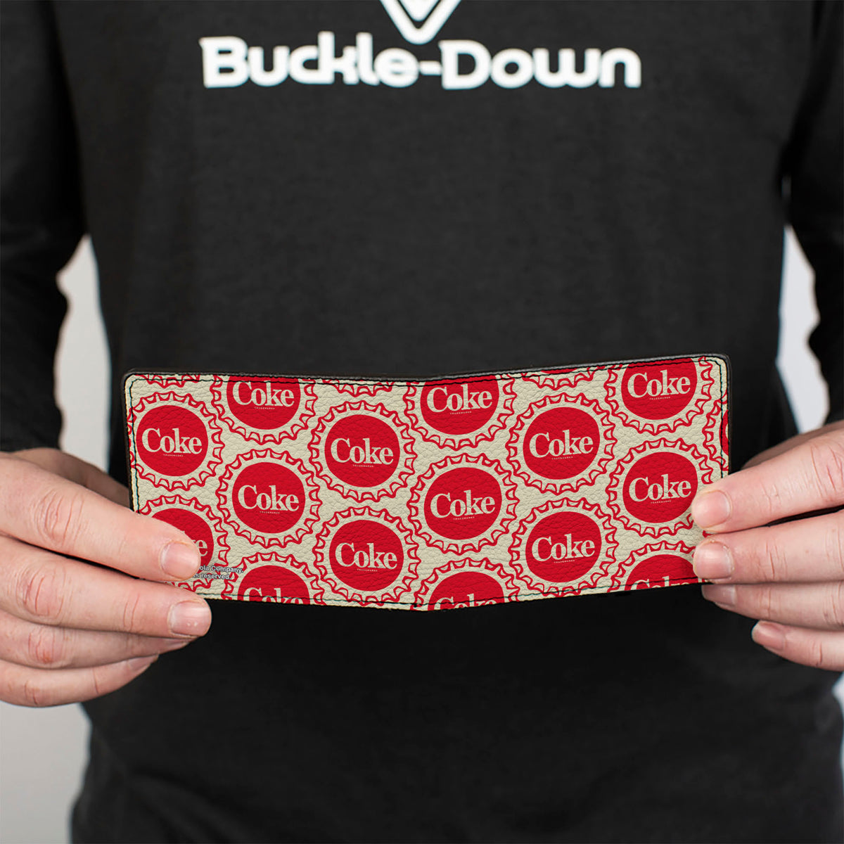 Bi-Fold Wallet - Coca-Cola COKE Bottle Caps Collage White/Red Bi-Fold Wallets Coca-Cola