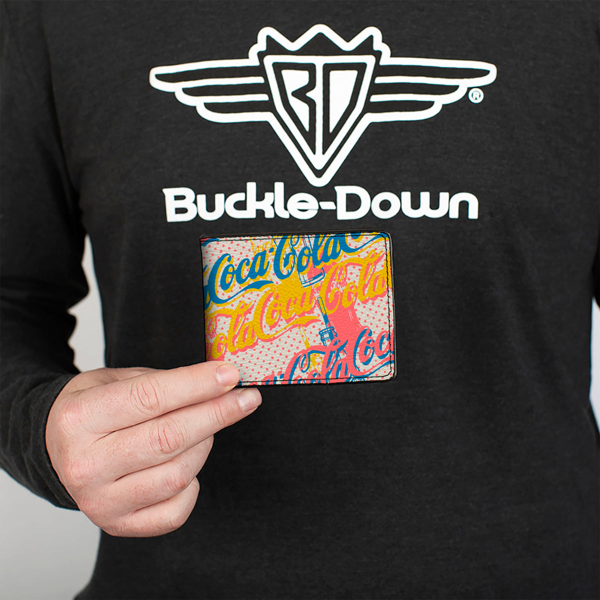 Bi-Fold Wallet - COCA-COLA Script Logo Stacked Pop Art White/Multi Pastel Bi-Fold Wallets Coca-Cola