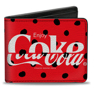 Bi-Fold Wallet - DRINK COCA-COLA COKE Polka Dot Red/Black/White Bi-Fold Wallets Coca-Cola
