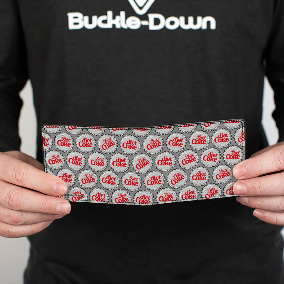 Bi-Fold Wallet - DIET COKE Bottle Caps Collage Grays/White/Red Bi-Fold Wallets Coca-Cola