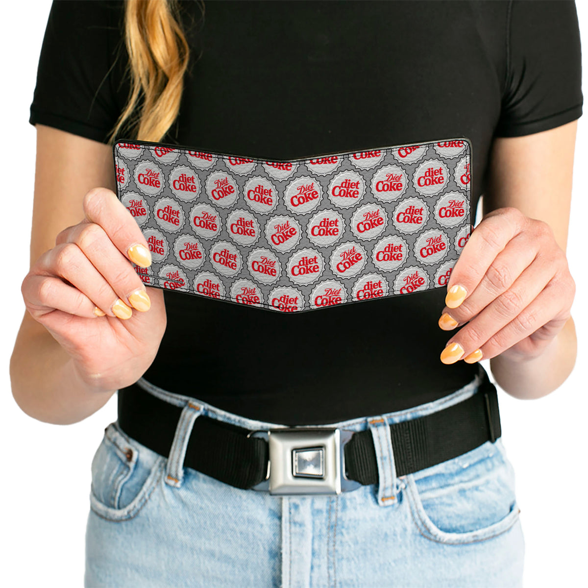 Bi-Fold Wallet - DIET COKE Bottle Caps Collage Grays/White/Red Bi-Fold Wallets Coca-Cola