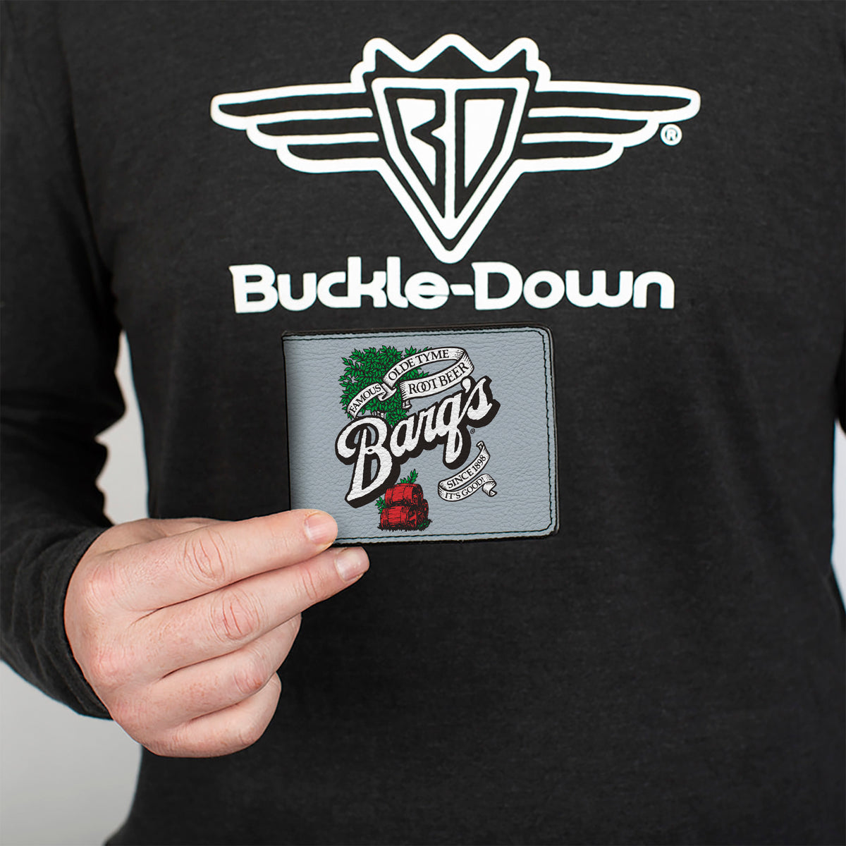 Bi-Fold Wallet - BARQ'S OLD TYME ROOT BEER Barrels Logo Gray Bi-Fold Wallets Coca-Cola