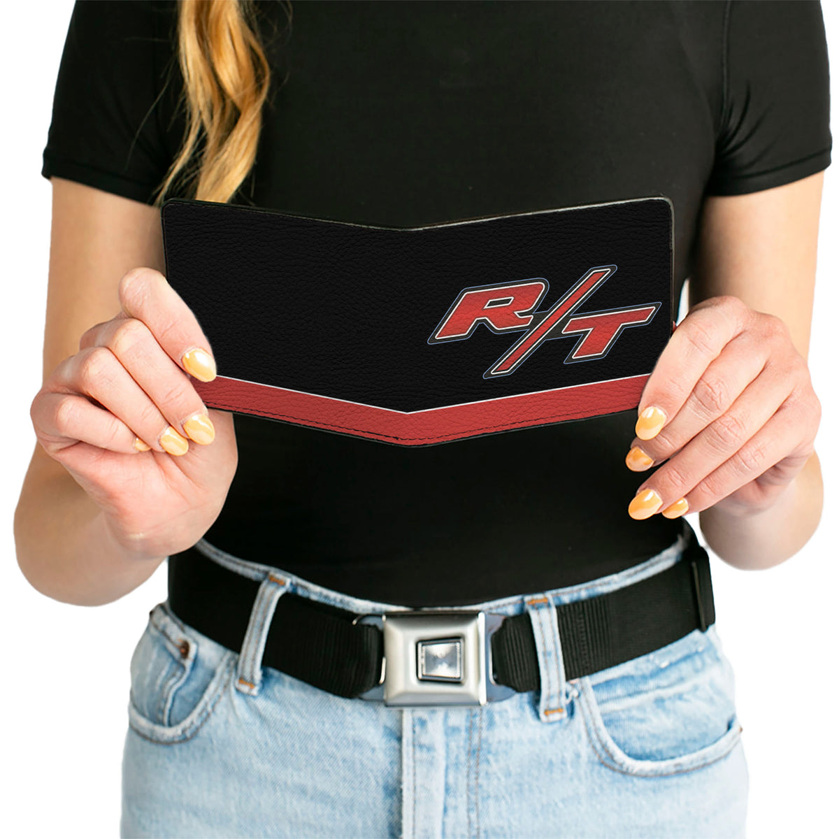 Bi-Fold Wallet - Dodge Challenger R T Emblem Stripe Black Blue White Red Bi-Fold Wallets Dodge