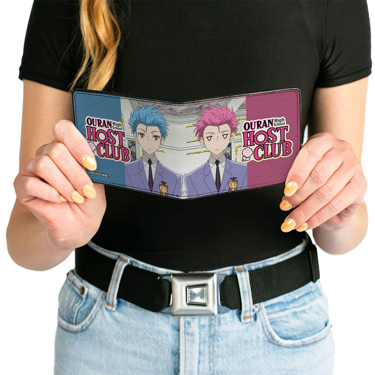 Bi-Fold Wallet - OURAN HIGH SCHOOL HOST CLUB Hitachiin Twins Split and Title Logo Blue/Pink Bi-Fold Wallets Ouran High School Host Club