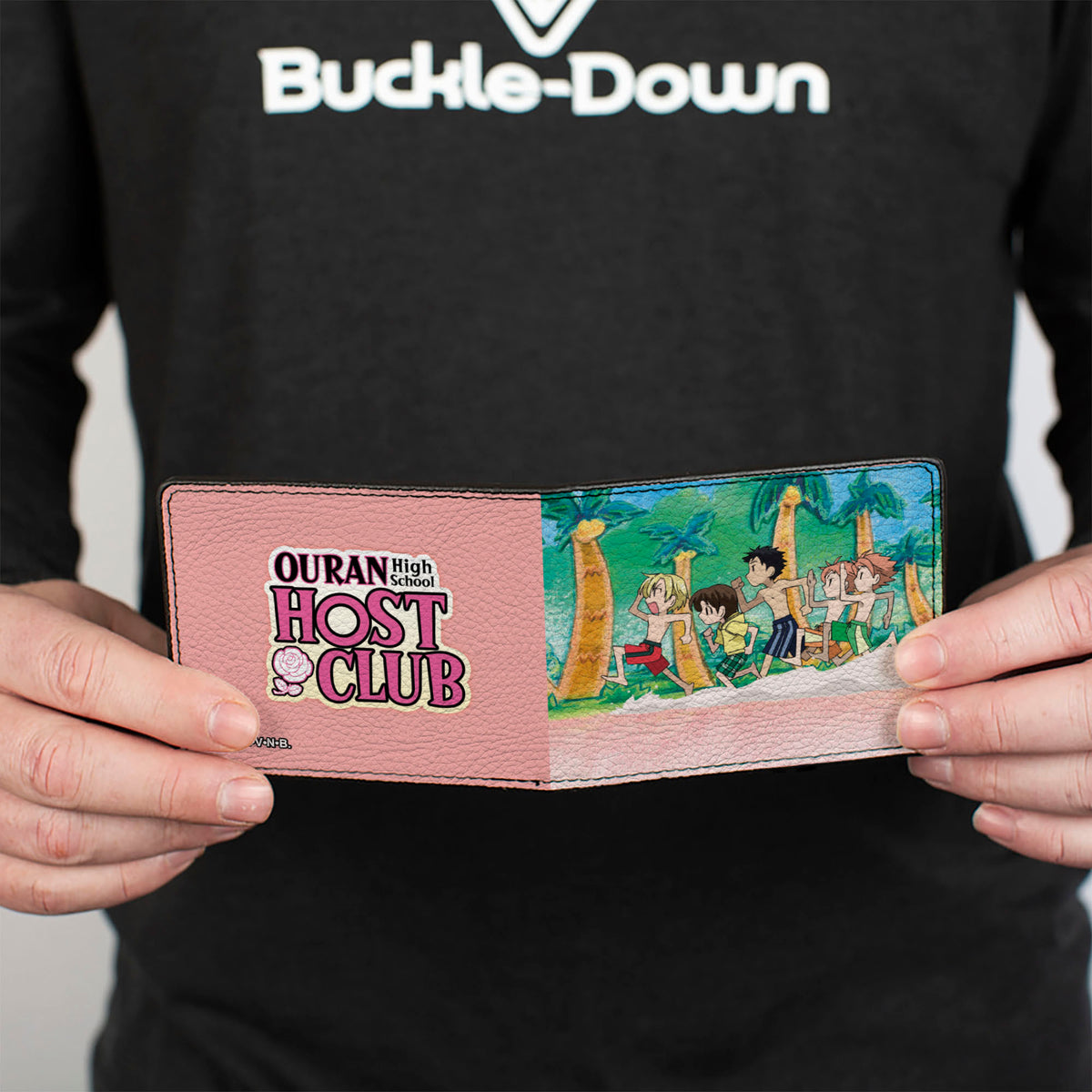 Bi-Fold Wallet - OURAN HIGH SCHOOL HOST CLUB Beach Run Group Pose and Title Logo Pink Bi-Fold Wallets Ouran High School Host Club