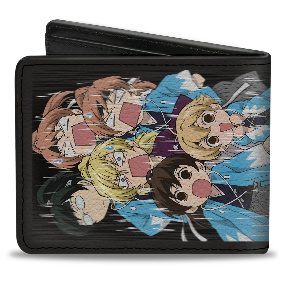 Bi-Fold Wallet - OURAN HIGH SCHOOL HOST CLUB Chibi Character Group Pose and Title Logo Blue Bi-Fold Wallets Ouran High School Host Club