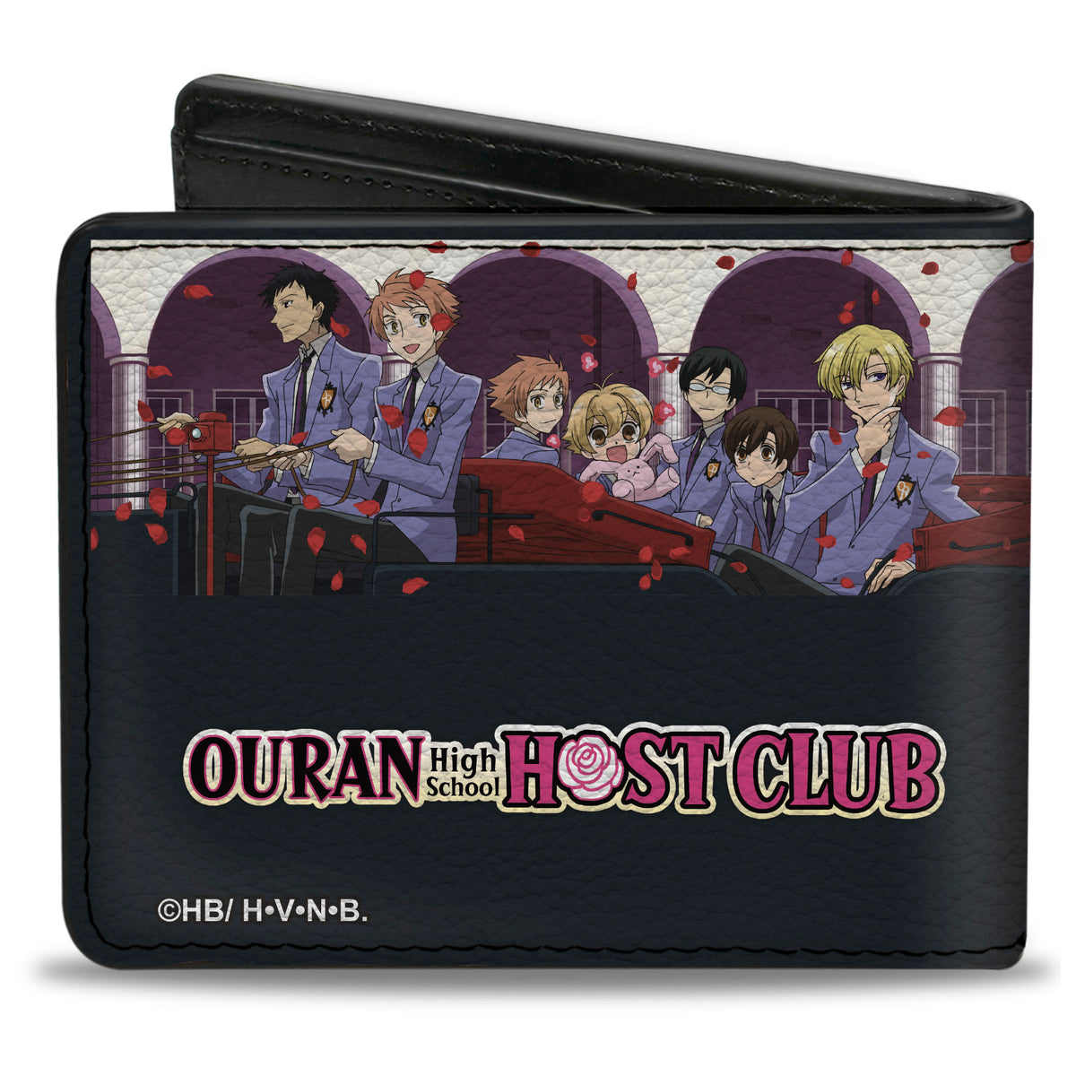 Bi-Fold Wallet - OURAN HIGH SCHOOL HOST CLUB Character Group Poses Black Bi-Fold Wallets Ouran High School Host Club