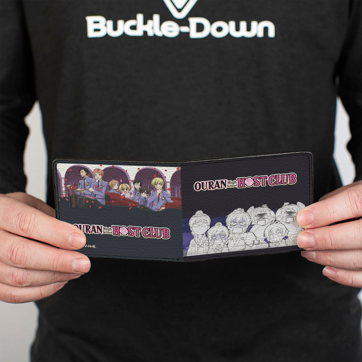 Bi-Fold Wallet - OURAN HIGH SCHOOL HOST CLUB Character Group Poses Black Bi-Fold Wallets Ouran High School Host Club