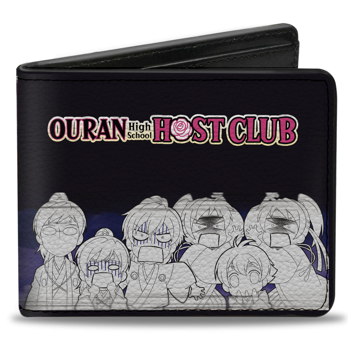 Bi-Fold Wallet - OURAN HIGH SCHOOL HOST CLUB Character Group Poses Black Bi-Fold Wallets Ouran High School Host Club