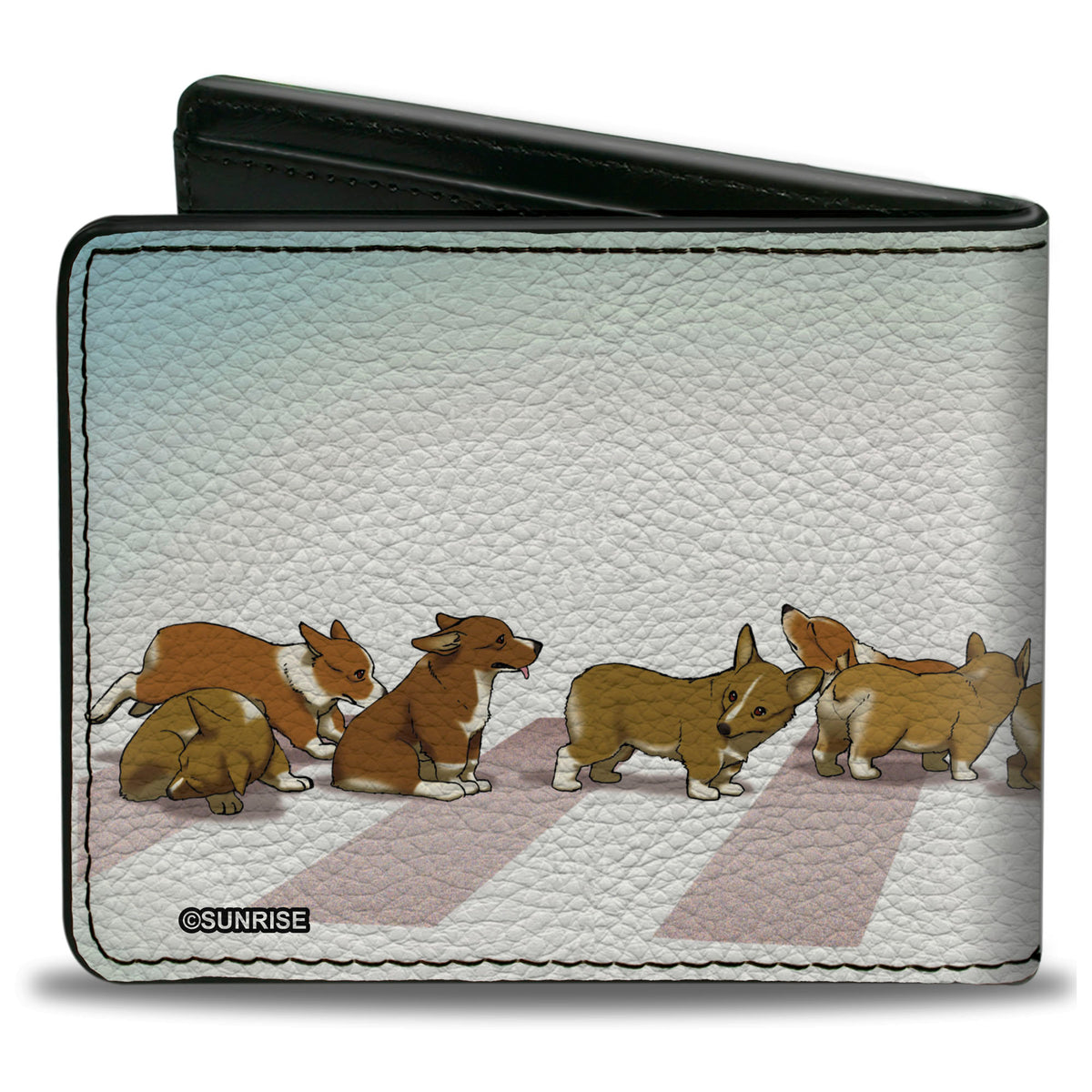 Bi-Fold Wallet - COWBOY BEBOP Ein with Family Pose and Title Logo Blue Fade Bi-Fold Wallets Cowboy Bebop