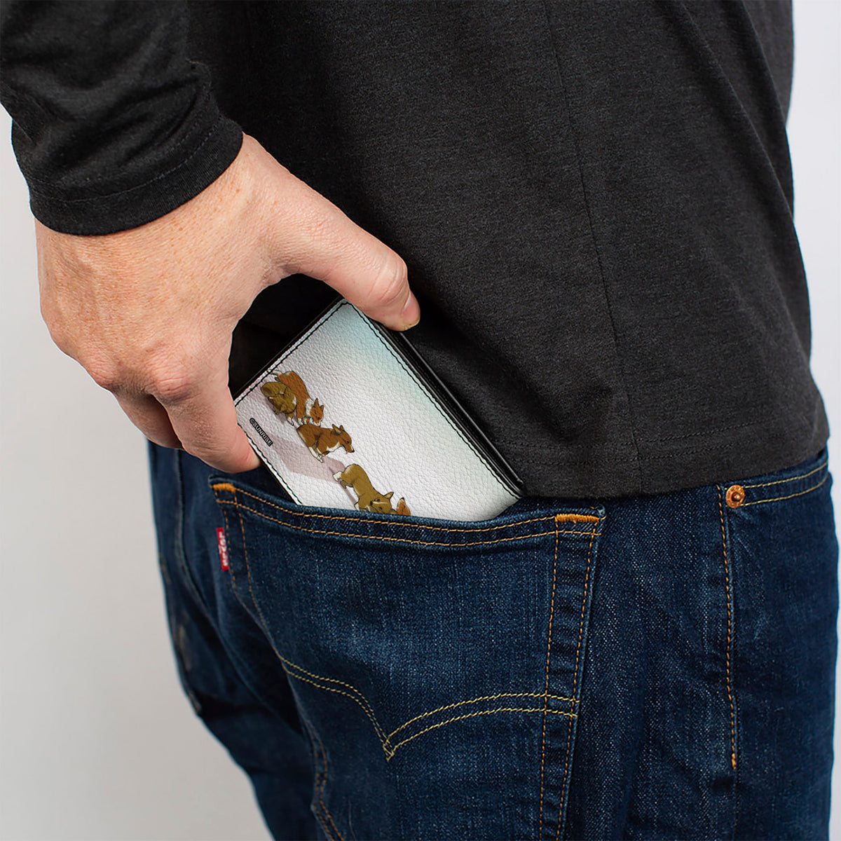 Bi-Fold Wallet - COWBOY BEBOP Ein with Family Pose and Title Logo Blue Fade Bi-Fold Wallets Cowboy Bebop
