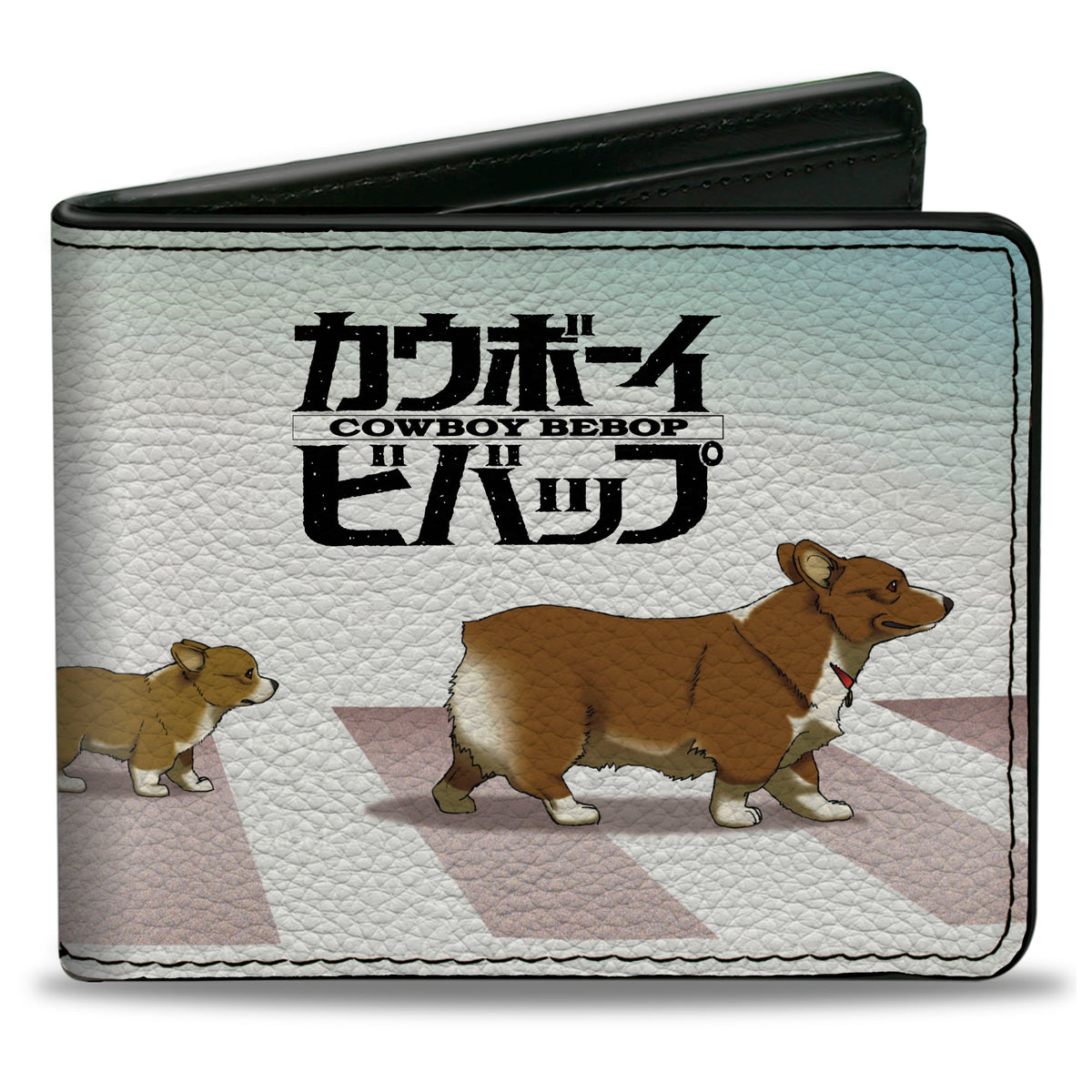 Bi-Fold Wallet - COWBOY BEBOP Ein with Family Pose and Title Logo Blue Fade Bi-Fold Wallets Cowboy Bebop
