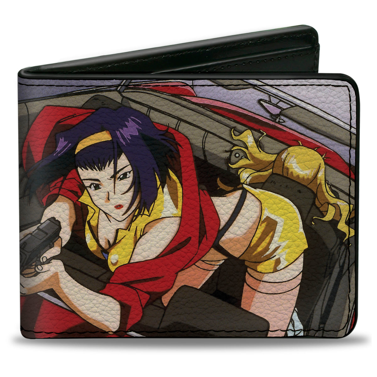 Bi-Fold Wallet - COWBOY BEBOP Faye Valentine Shooting Scene and Title Logo Bi-Fold Wallets Cowboy Bebop