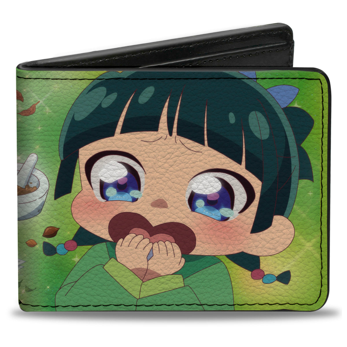 Bi-Fold Wallet - THE APOTHECARY DIARIES Chibi Maomao Pose and Title Logo Greens Bi-Fold Wallets The Apothecary Diaries