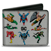 Bi-Fold Wallet - DC JUSTICE LEAGUE Retro Superhero Group Pose White Bi-Fold Wallets DC Comics