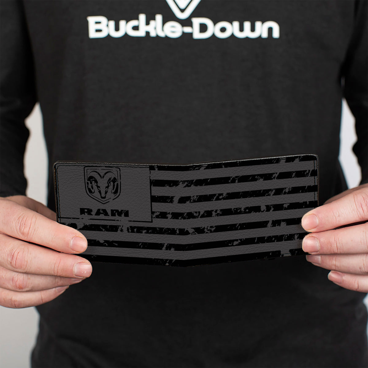 Bi-Fold Wallet - RAM Logo Americana Flag Weathered Gray Black Bi-Fold Wallets Ram