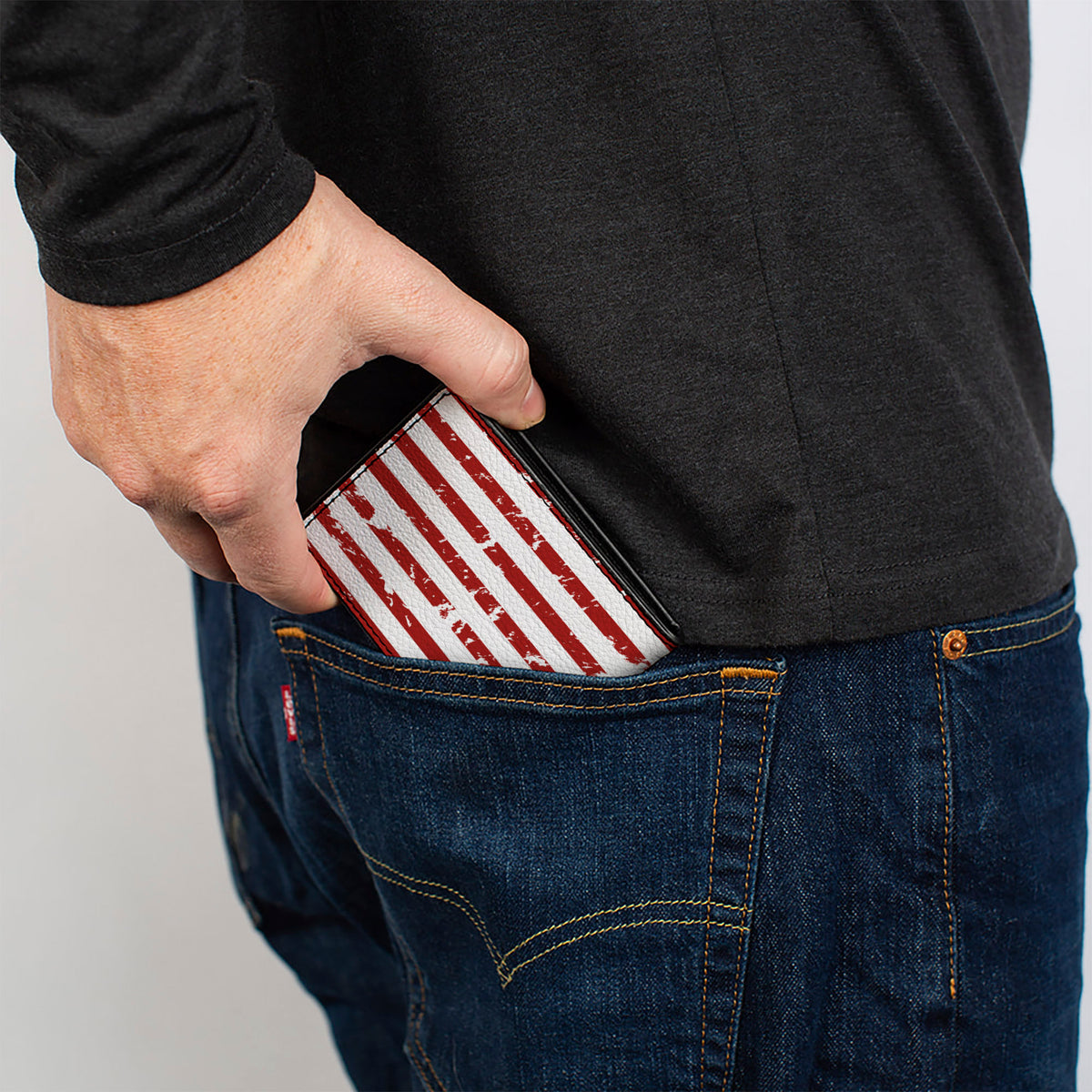 Bi-Fold Wallet - RAM Logo Americana Flag Weathered White Red Blue Bi-Fold Wallets Ram