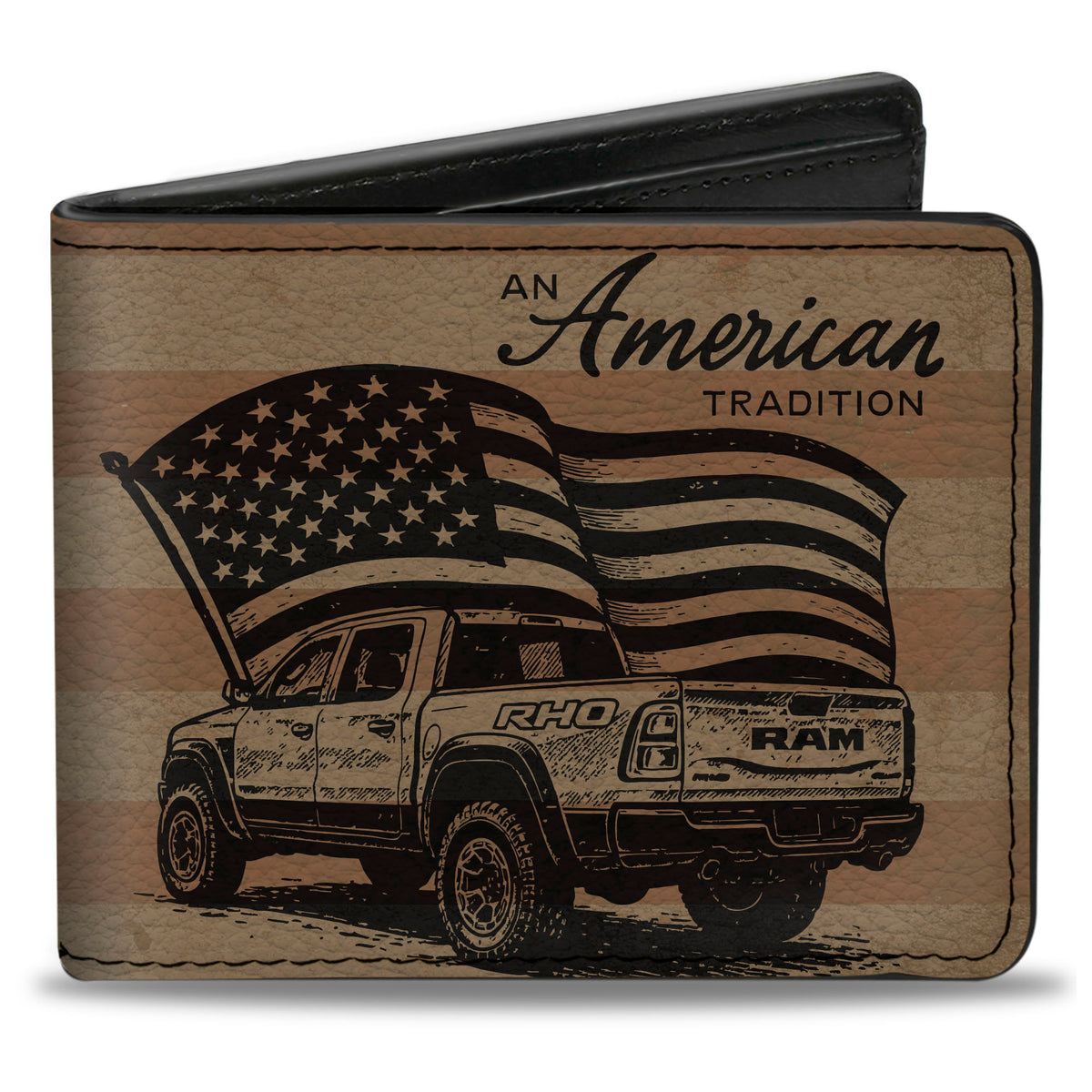 Bi-Fold Wallet - RAM 1500 RHO AN AMERICAN TRADITION and Ram Logo Beige/Americana Bi-Fold Wallets Ram
