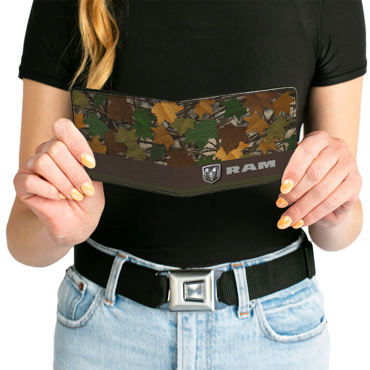 Bi-Fold Wallet - RAM Logo Leaf Camo Browns Greens Silvers Bi-Fold Wallets Ram