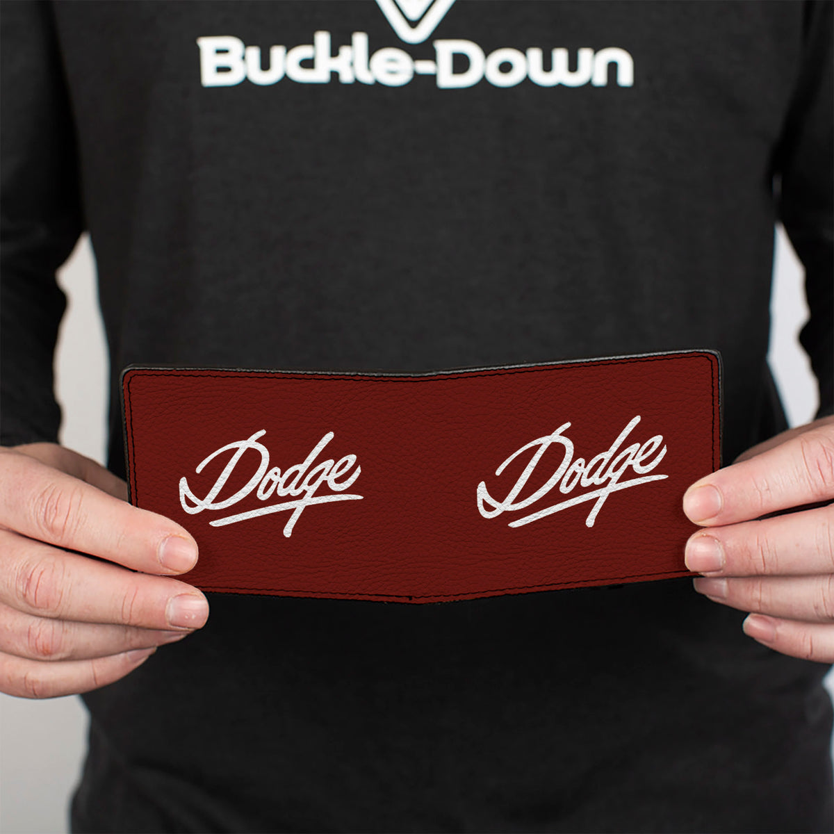 Bi-Fold Wallet - DODGE Emblem Script Burgundy White Bi-Fold Wallets Dodge