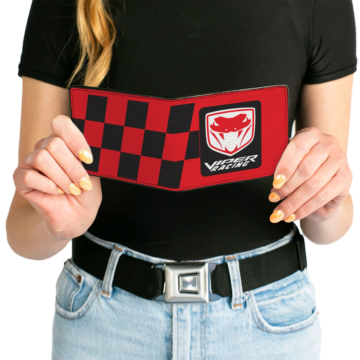 Bi-Fold Wallet - VIPER RACING Logo Checker Red/Black Bi-Fold Wallets Dodge