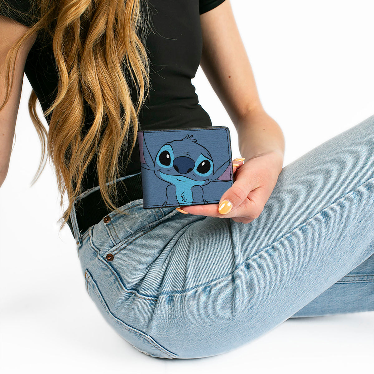 Bi-Fold Wallet - Lilo & Stitch Stitch Sweet Smiling Pose CLOSE-UP Blues Bi-Fold Wallets Disney