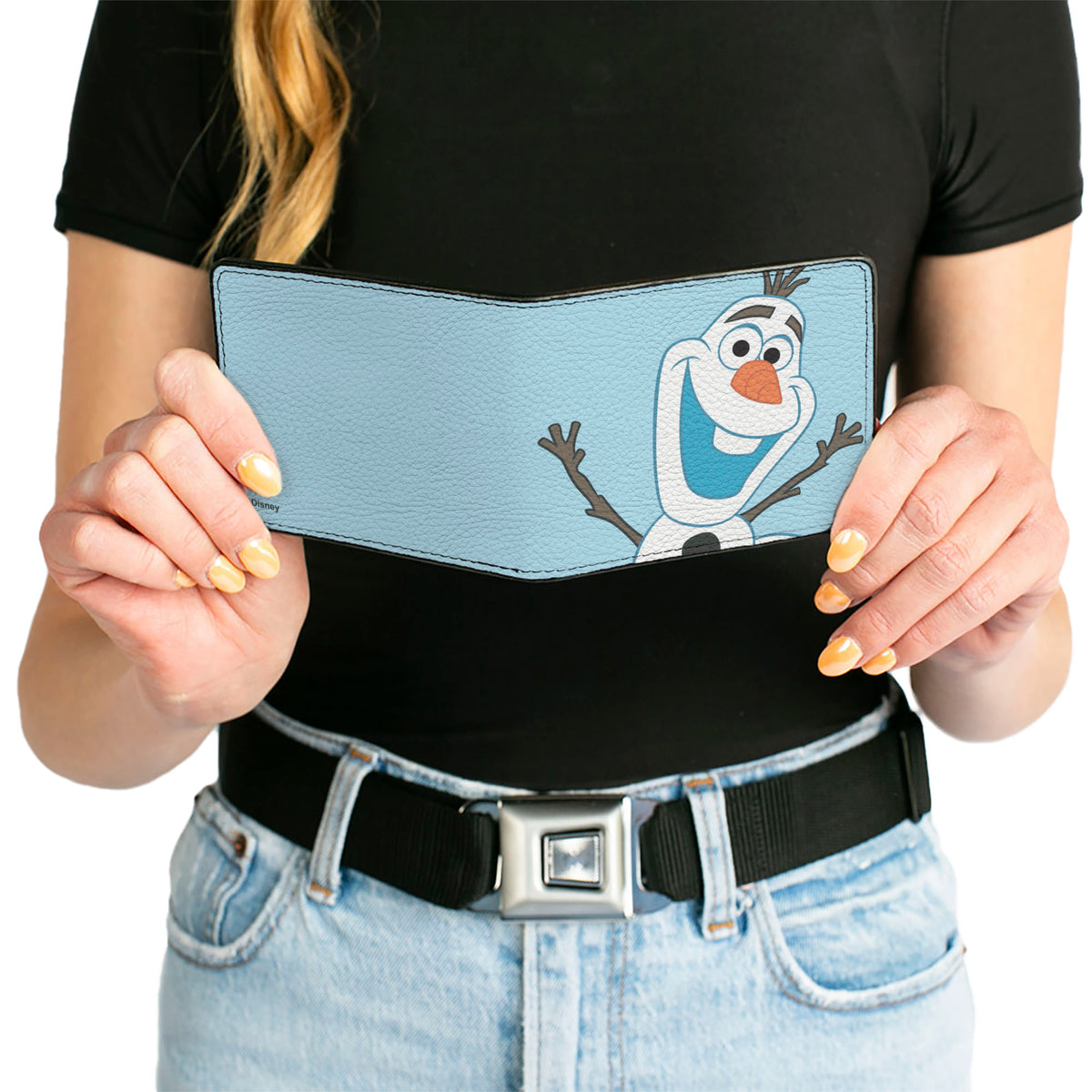 Bi-Fold Wallet - Frozen Olaf Face Character Close-Up Light Blue Bi-Fold Wallets Disney