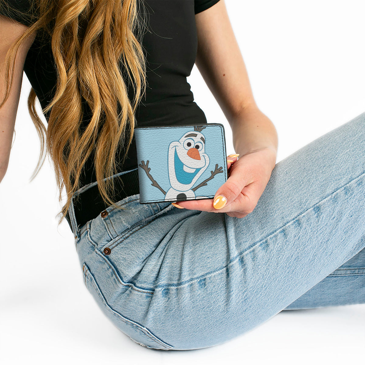 Bi-Fold Wallet - Frozen Olaf Face Character Close-Up Light Blue Bi-Fold Wallets Disney