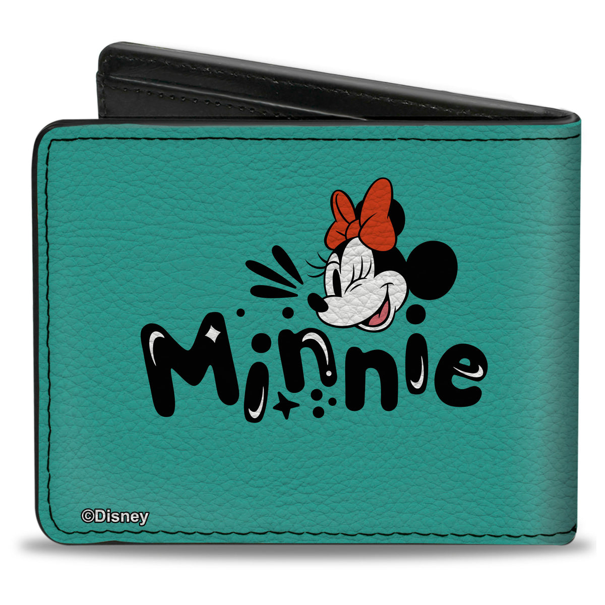 Bi-Fold Wallet - Minnie Mouse Music Pose and Winking Smile Text Pink/Blue Bi-Fold Wallets Disney