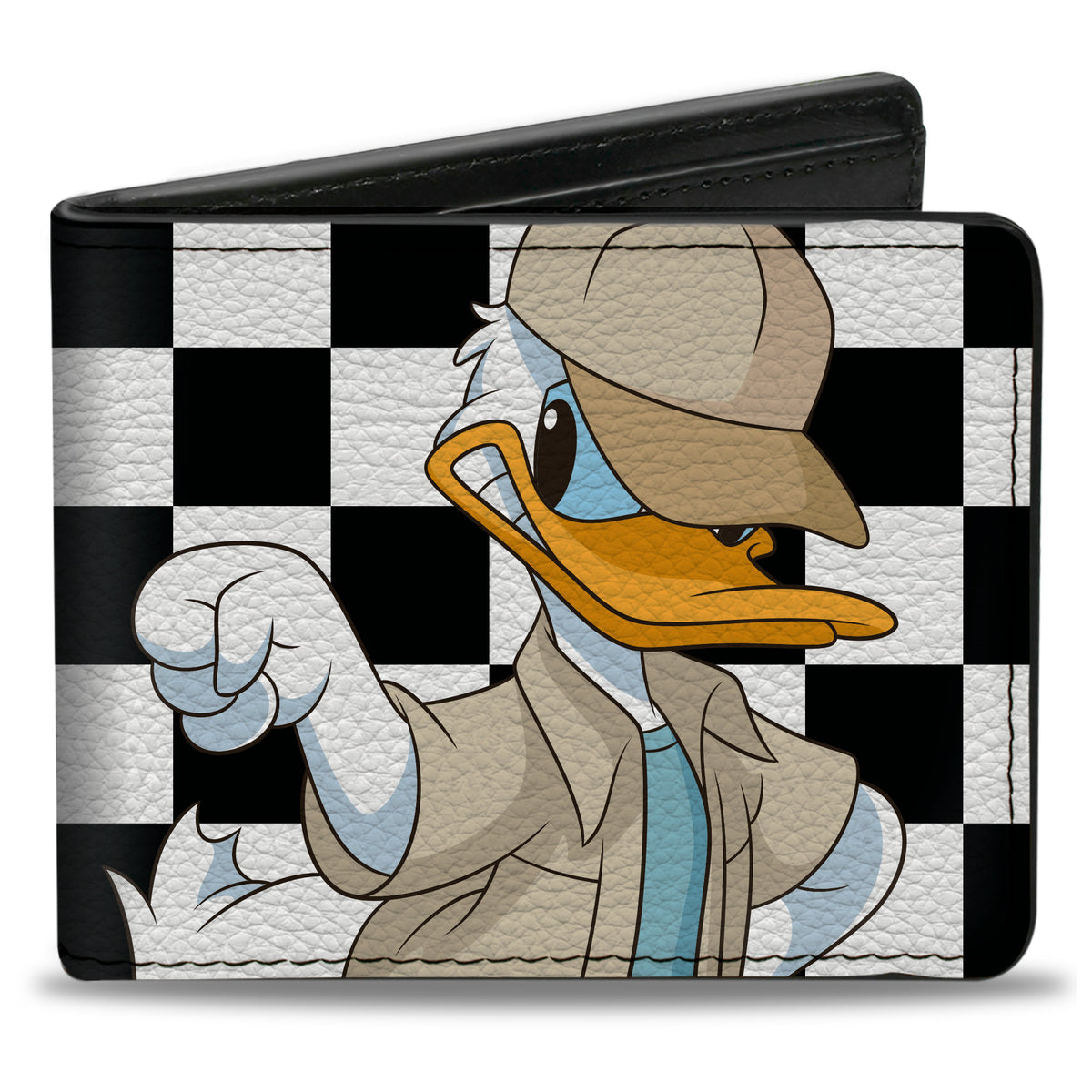 Bi-Fold Wallet - Mickey Mouse and Donald Duck Fist Bump Pose Checker Black/White Bi-Fold Wallets Disney