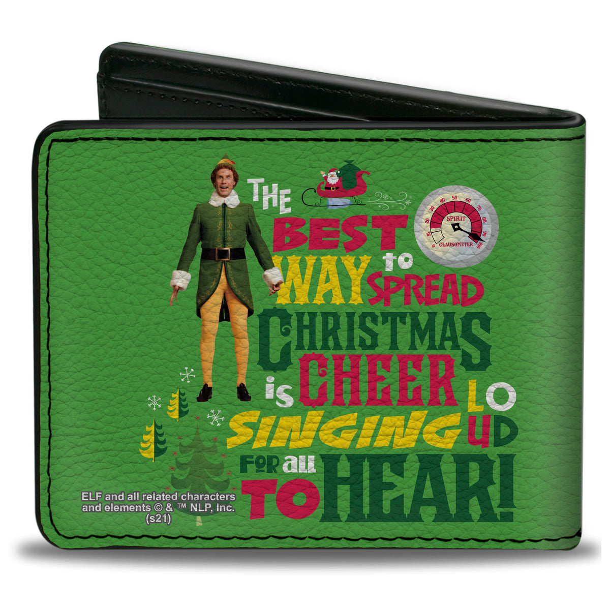 Bi-Fold Wallet - Elf Buddy the Elf THE BEST WAY TO SPREAD CHRISTMAS CHEER Quote Greens Red Yellow White Bi-Fold Wallets Elf