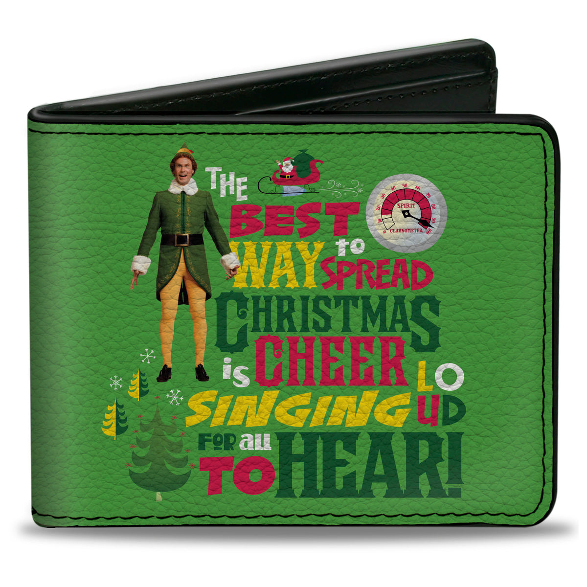 Bi-Fold Wallet - Elf Buddy the Elf THE BEST WAY TO SPREAD CHRISTMAS CHEER Quote Greens Red Yellow White Bi-Fold Wallets Elf