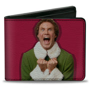 Bi-Fold Wallet - Elf Buddy the Elf Screaming Pose + MUGGINS Quote Red White Bi-Fold Wallets Elf