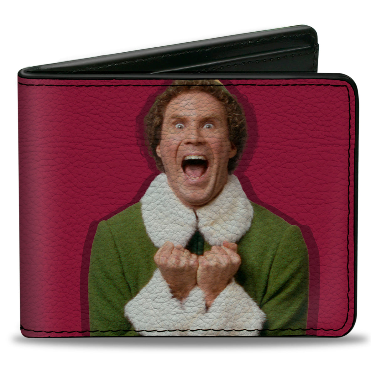 Bi-Fold Wallet - Elf Buddy the Elf Screaming Pose + MUGGINS Quote Red White Bi-Fold Wallets Elf