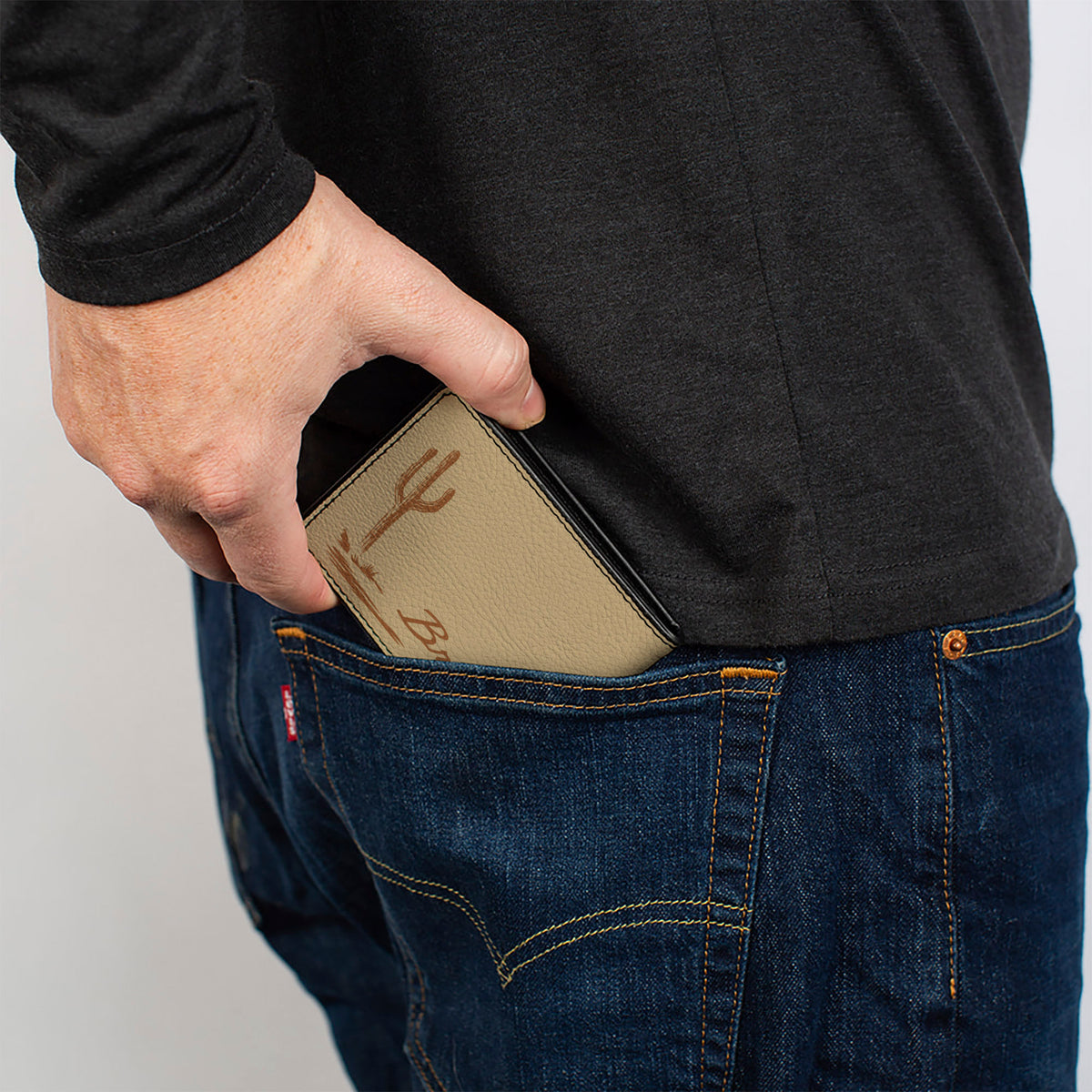 Bi-Fold Wallet - Ford Bucking Bronco Desert Scene and Logo Browns Bi-Fold Wallets Ford