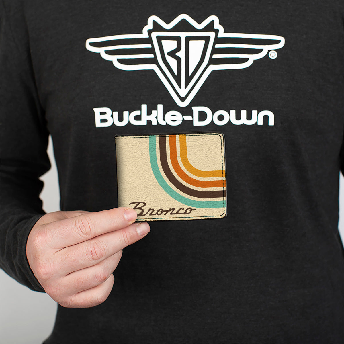 Bi-Fold Wallet - Ford BRONCO Script Lines Beige/Brown/Blue/Orange Bi-Fold Wallets Ford