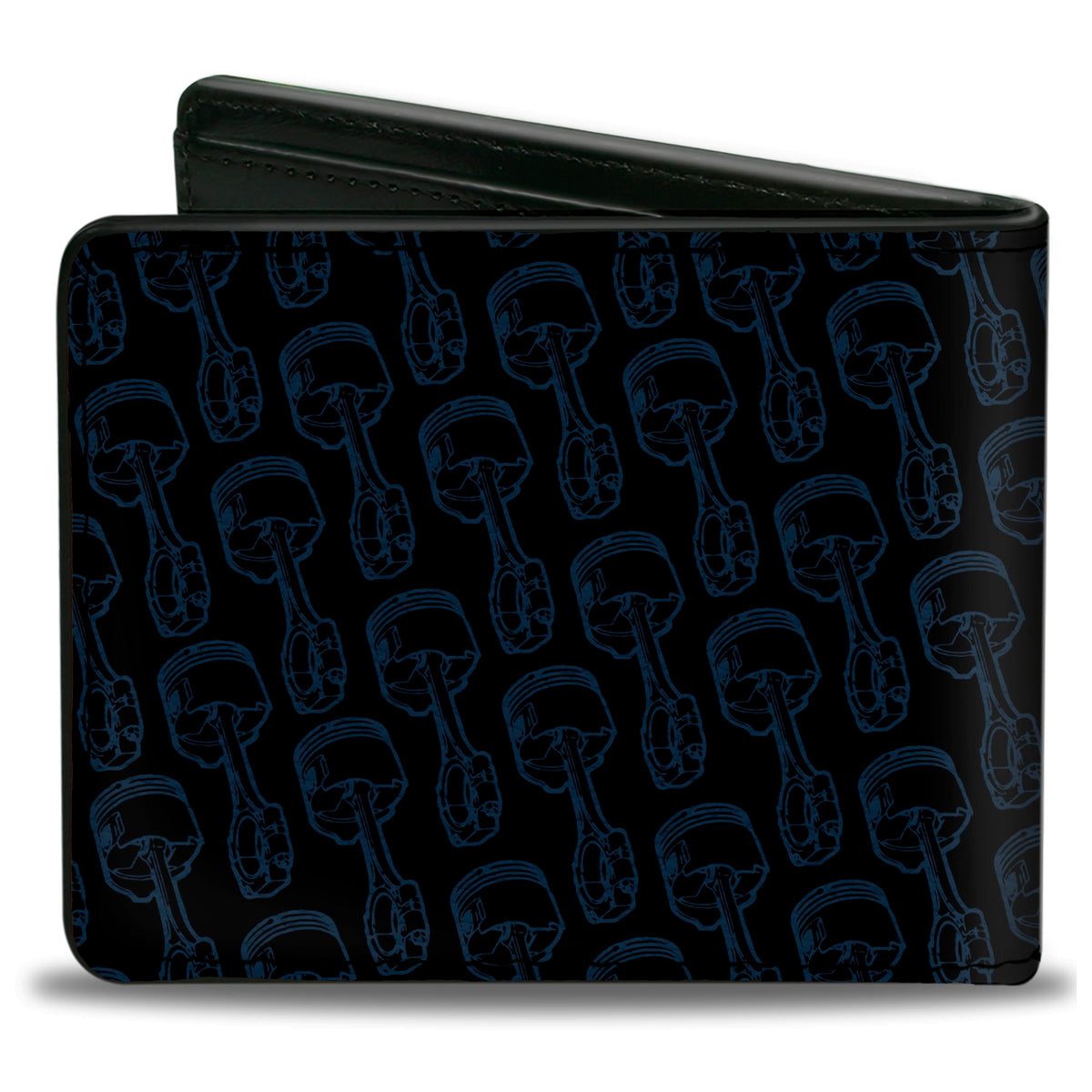 Bi-Fold Wallet - FORD Oval Stripe Piston Repeat Black Blue White Bi-Fold Wallets Ford