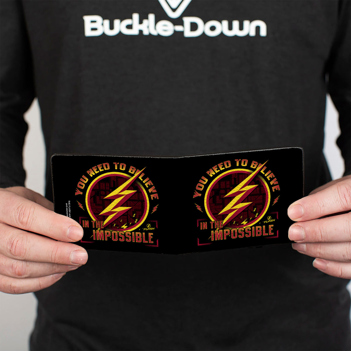 Bi-Fold Wallet - The Flash Logo9 YOU NEED TO BELIEVE IN THE IMPOSSIBLE Black Gold Reds Bi-Fold Wallets DC Comics