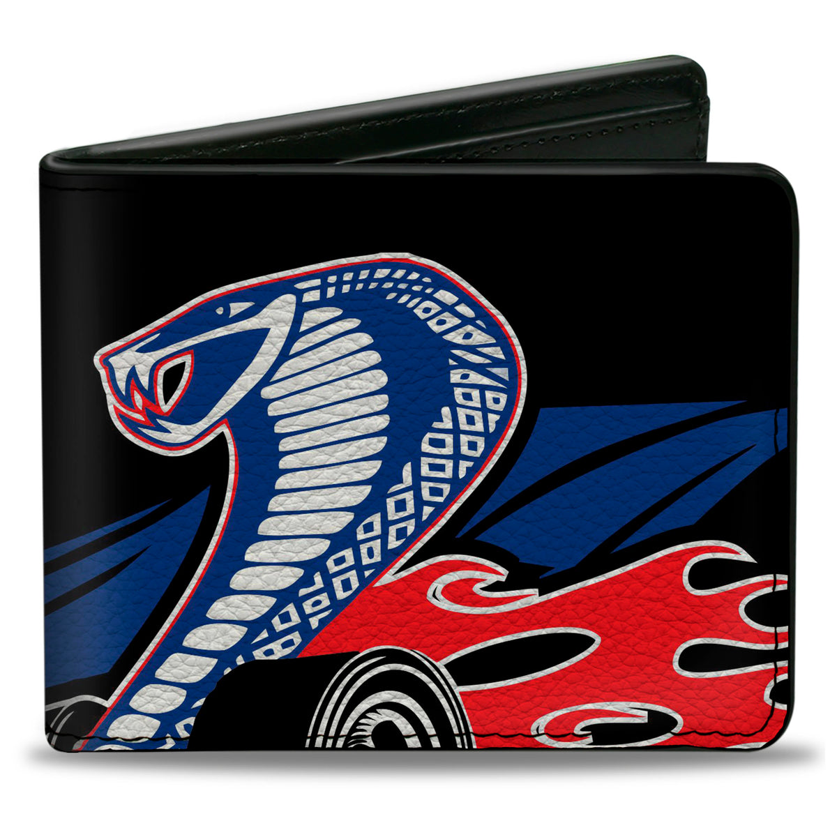 Bi-Fold Wallet - Flaming Cobra Jet Black Blue White Red Bi-Fold Wallets Ford