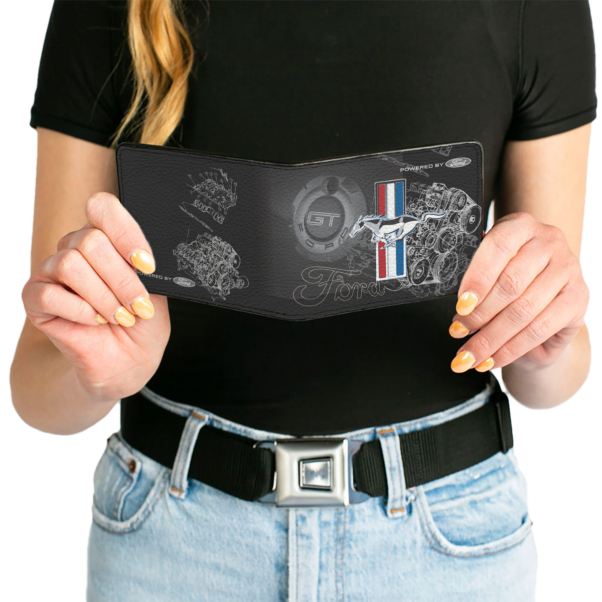 Bi-Fold Wallet - Mustang Tri-Bar Stripe GT Motor Blueprint Bi-Fold Wallets Ford