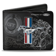 Bi-Fold Wallet - Mustang Tri-Bar Stripe GT Motor Blueprint Bi-Fold Wallets Ford