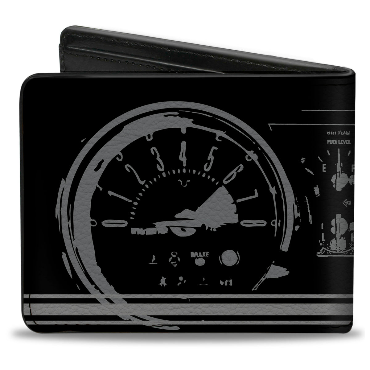 Bi-Fold Wallet - Ford Mustang 1965 Control Panel Black Silver Red Bi-Fold Wallets Ford