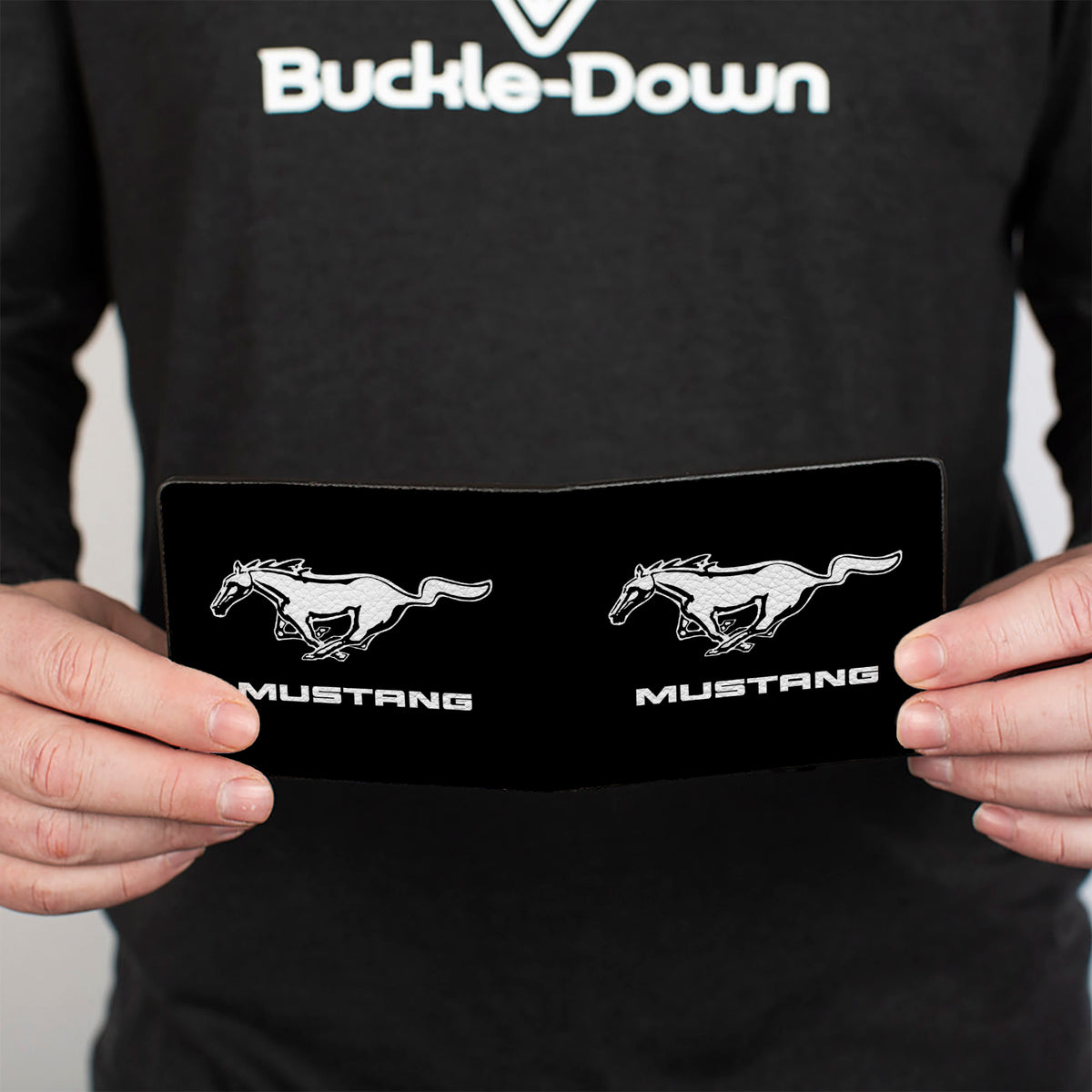 Bi-Fold Wallet - Mustang TEXT Black White Logo CENTERED Bi-Fold Wallets Ford